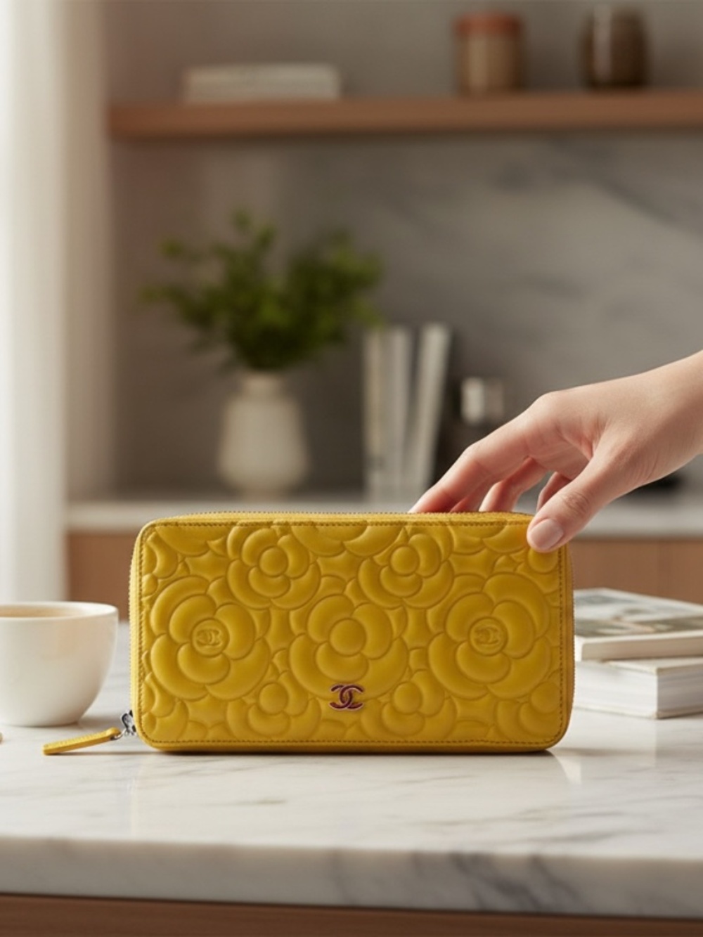 Chanel Camelia Zip-Around Wallet – Vibrant Canary Yellow Leather P0067